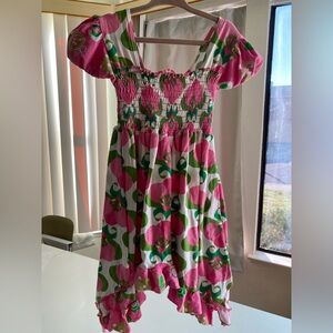 Corky’s Kids Cream, Pink and Green Floral Dress sz 7 girls